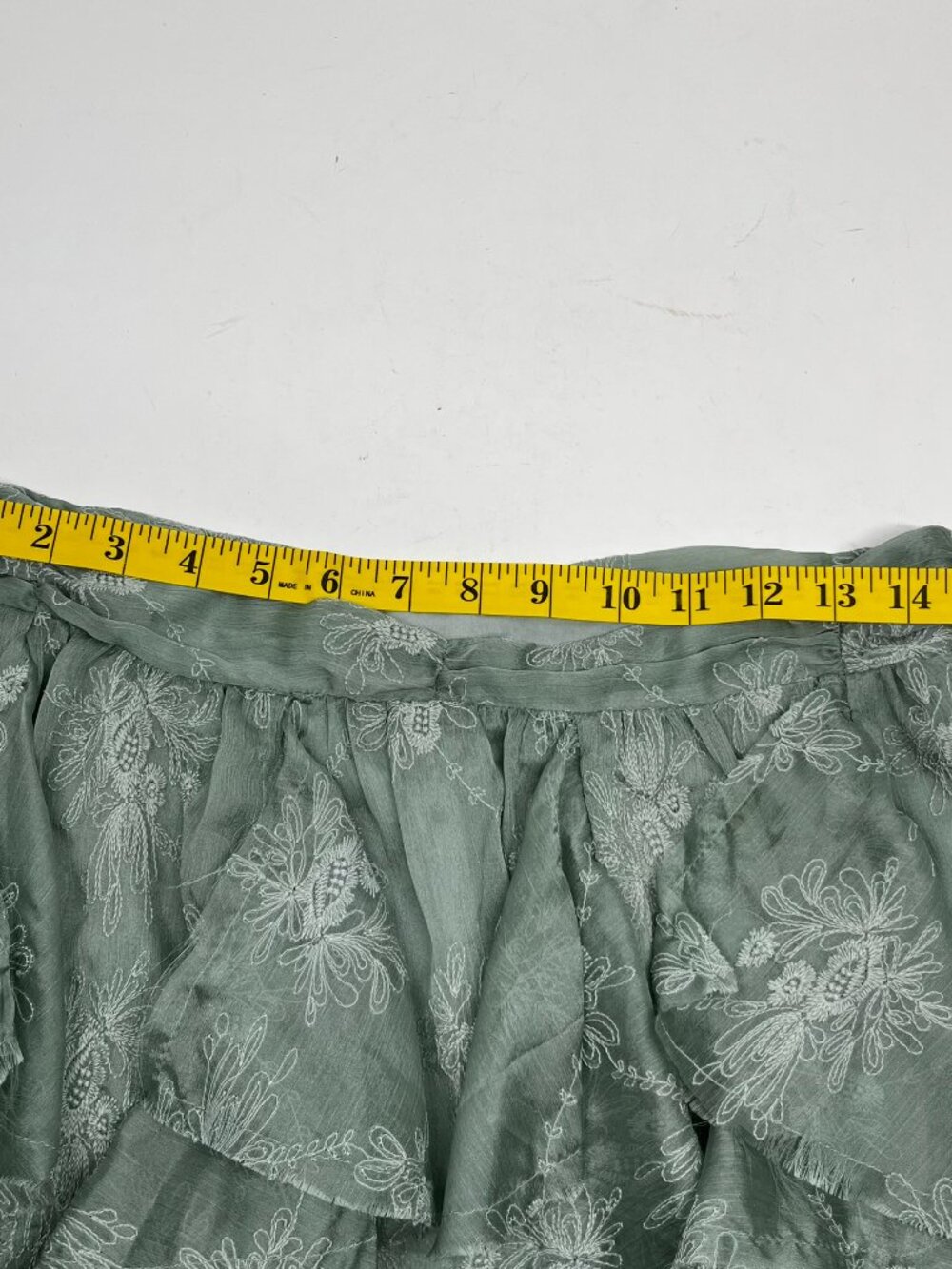 Free People Sage Grace Embroidered Ruffled Vintage Mini Skirt Sz 4 - Picture 10 of 11